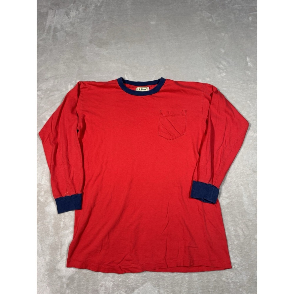 Vintage 90s LL Bean Long Sleeve Crewneck Womens Large Red Ringer Style USA MADE
